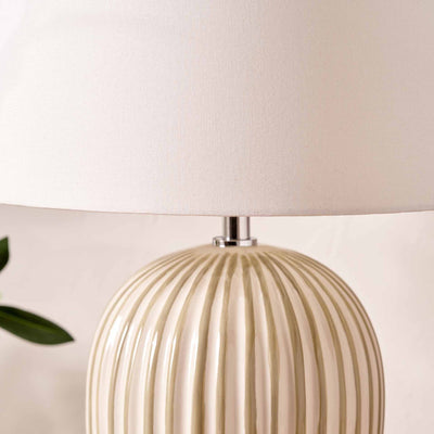 Palma Sage and White Stripe Ceramic Table Lamp