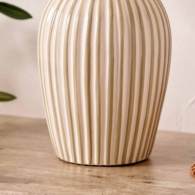 Palma Sage and White Stripe Ceramic Table Lamp
