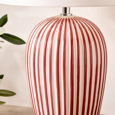 Palma Mulberry and White Stripe Ceramic Table Lamp