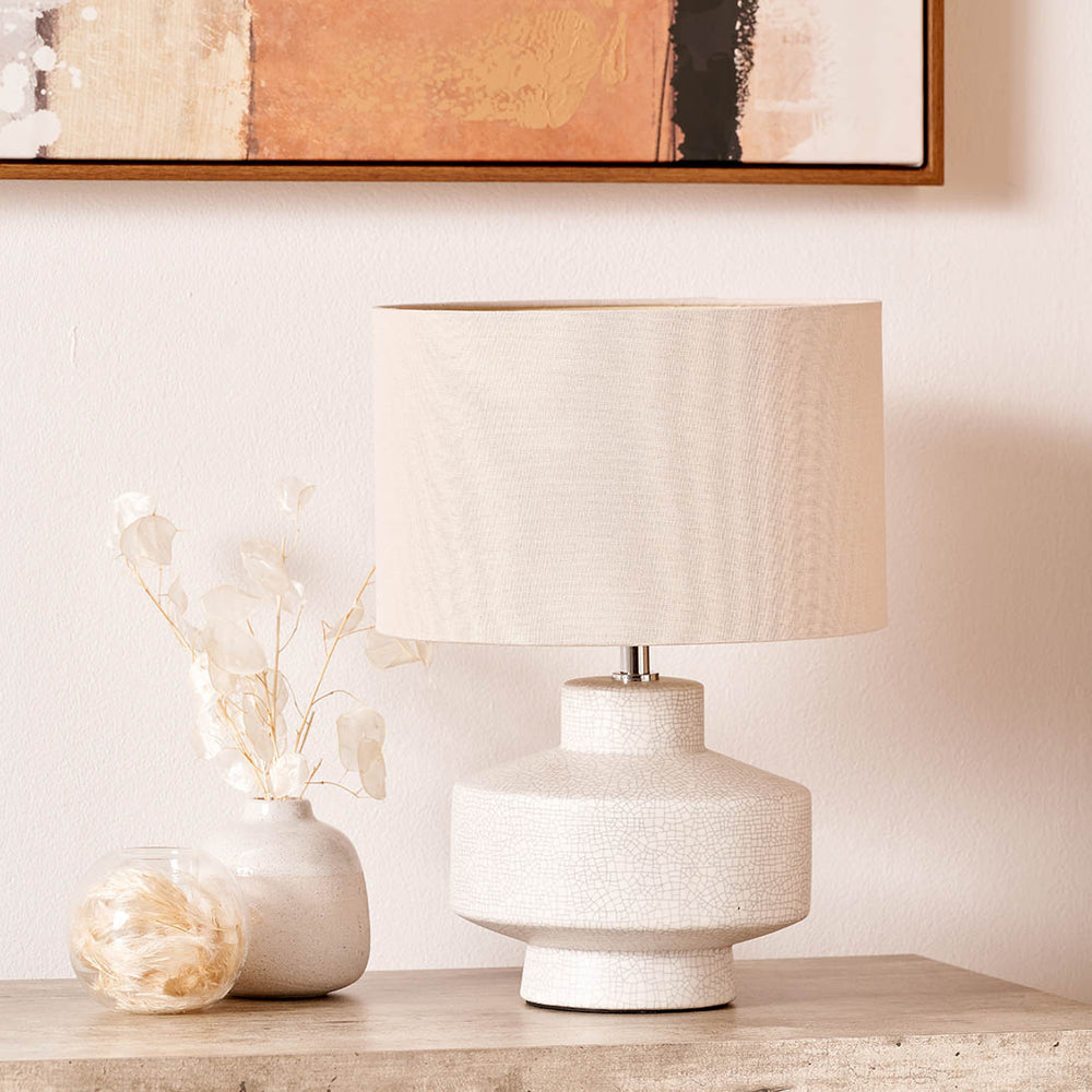 Tali White Crackle Effect Table Lamp