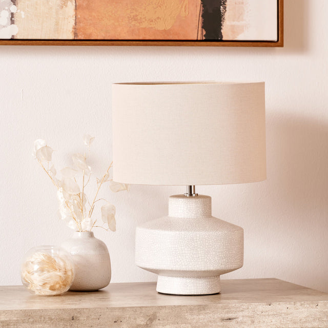 Tali White Crackle Effect Table Lamp