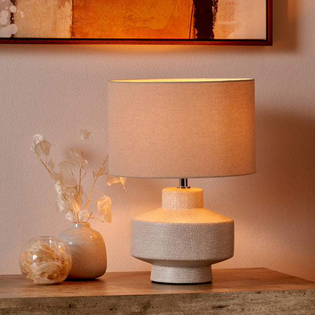 Tali White Crackle Effect Table Lamp