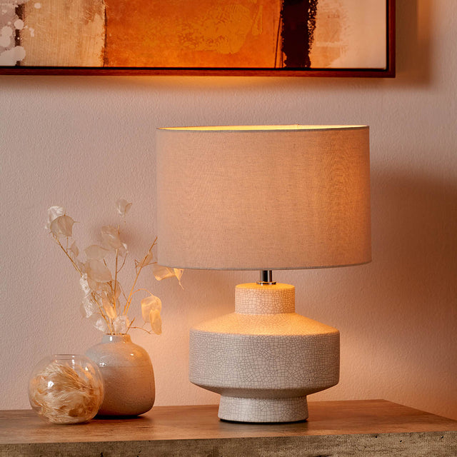 Tali White Crackle Effect Table Lamp