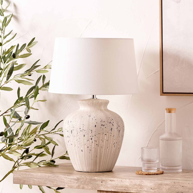 Kaia White and Grey Flecked Ceramic Table Lamp