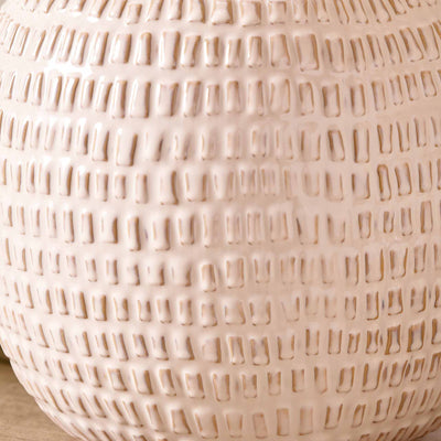 Maia Warm White Linear Textured Ceramic Table Lamp