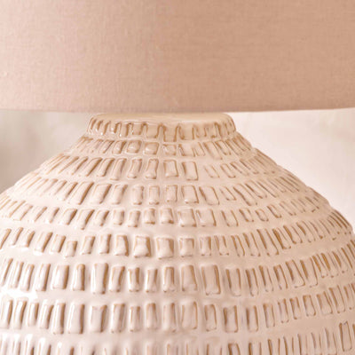 Maia Warm White Linear Textured Ceramic Table Lamp