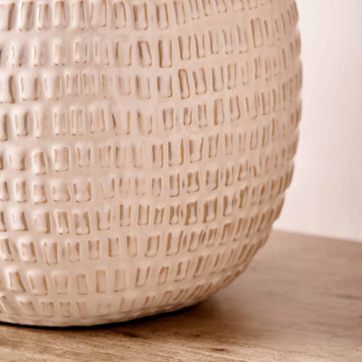 Maia Warm White Linear Textured Ceramic Table Lamp