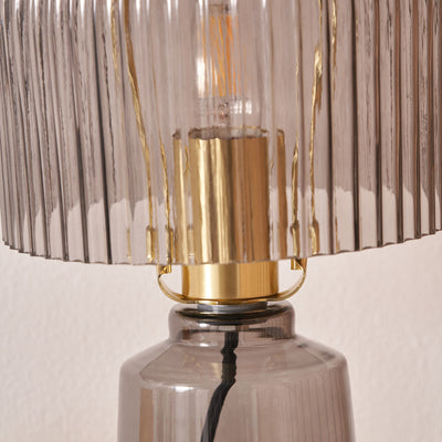Zaria Grey Ribbed Glass Table Lamp