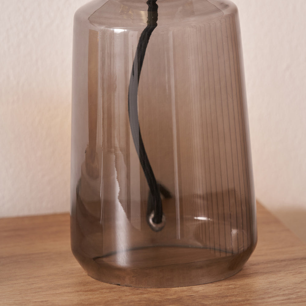 Zaria Grey Ribbed Glass Table Lamp