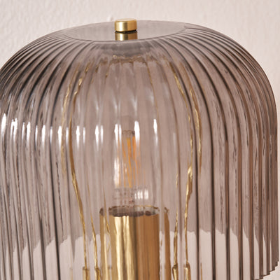 Zaria Grey Ribbed Glass Table Lamp