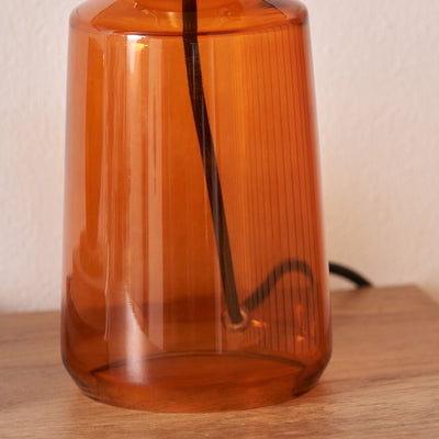 Zaria Orange Ribbed Glass Table Lamp