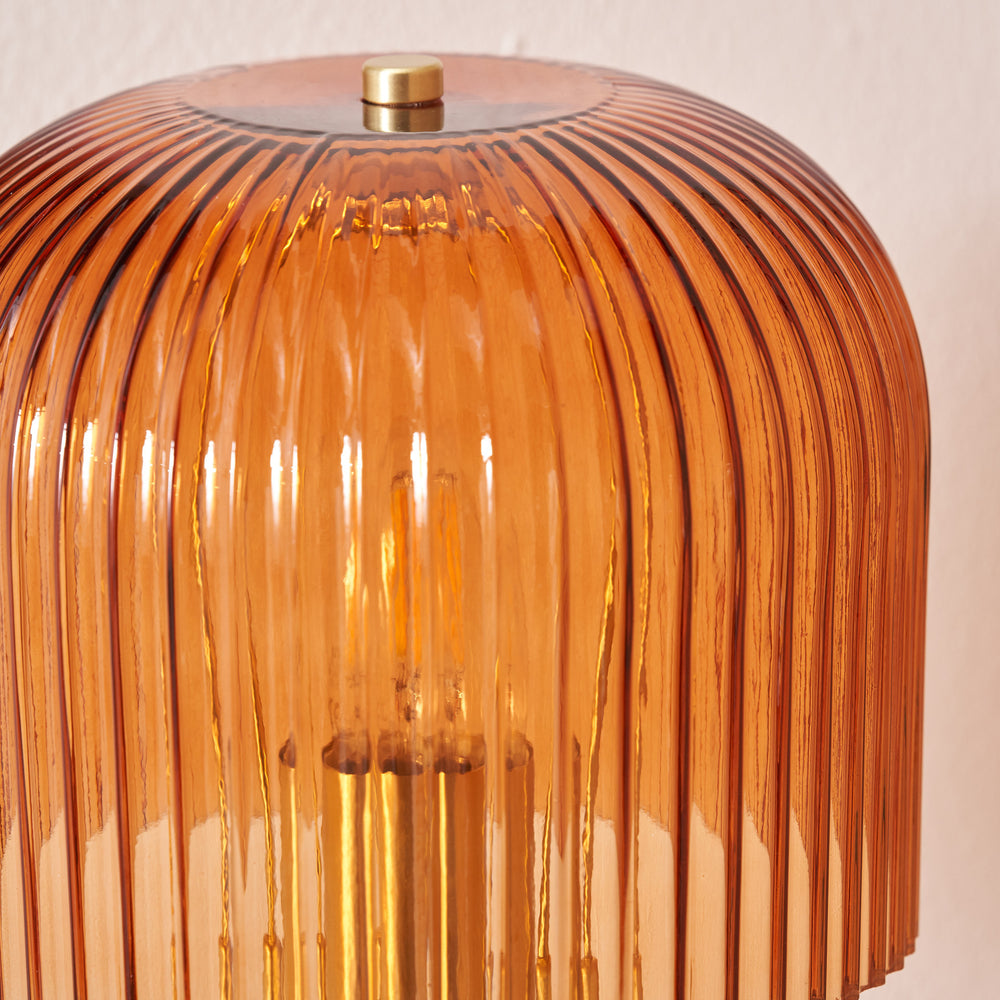 Zaria Orange Ribbed Glass Table Lamp