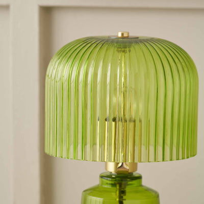 Zaria Spring Green Ribbed Glass Table Lamp