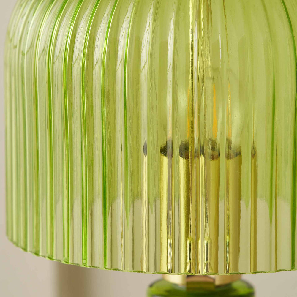 Zaria Spring Green Ribbed Glass Table Lamp