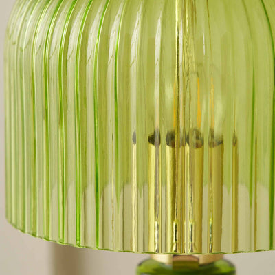 Zaria Spring Green Ribbed Glass Table Lamp