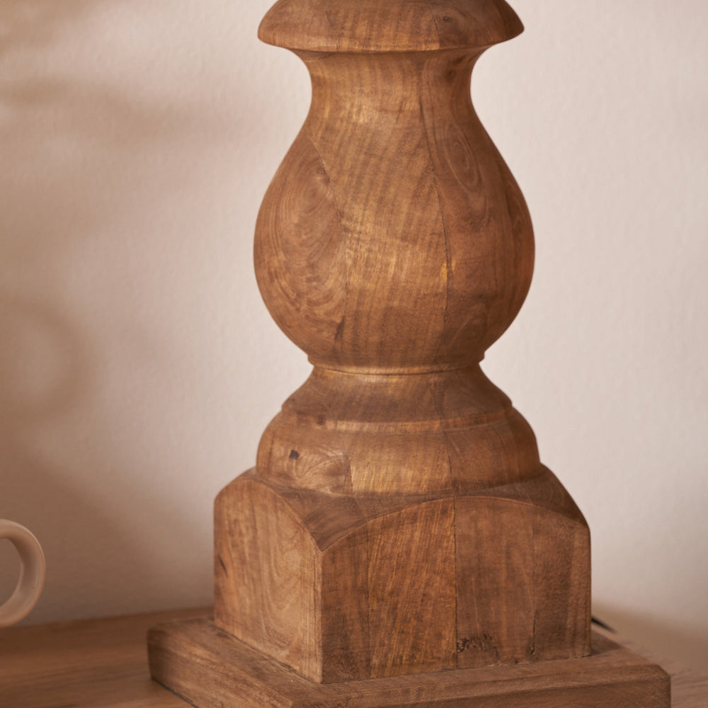 Kavisha Antique Brown Turned Wood Table Lamp Base