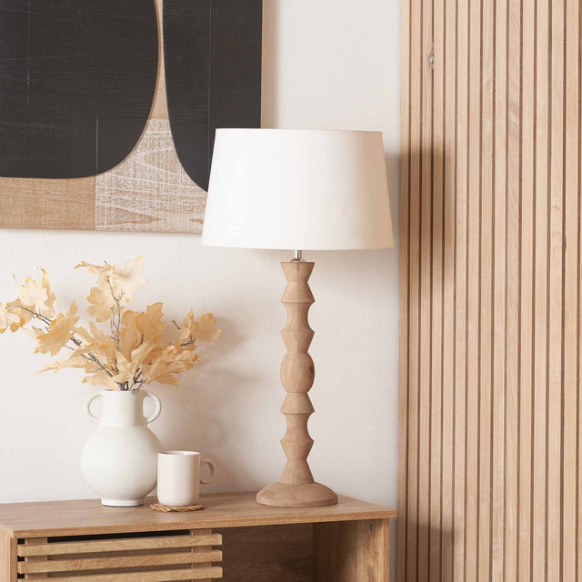 Aya Natural Modernist Large Turned Wood Table Lamp Base
