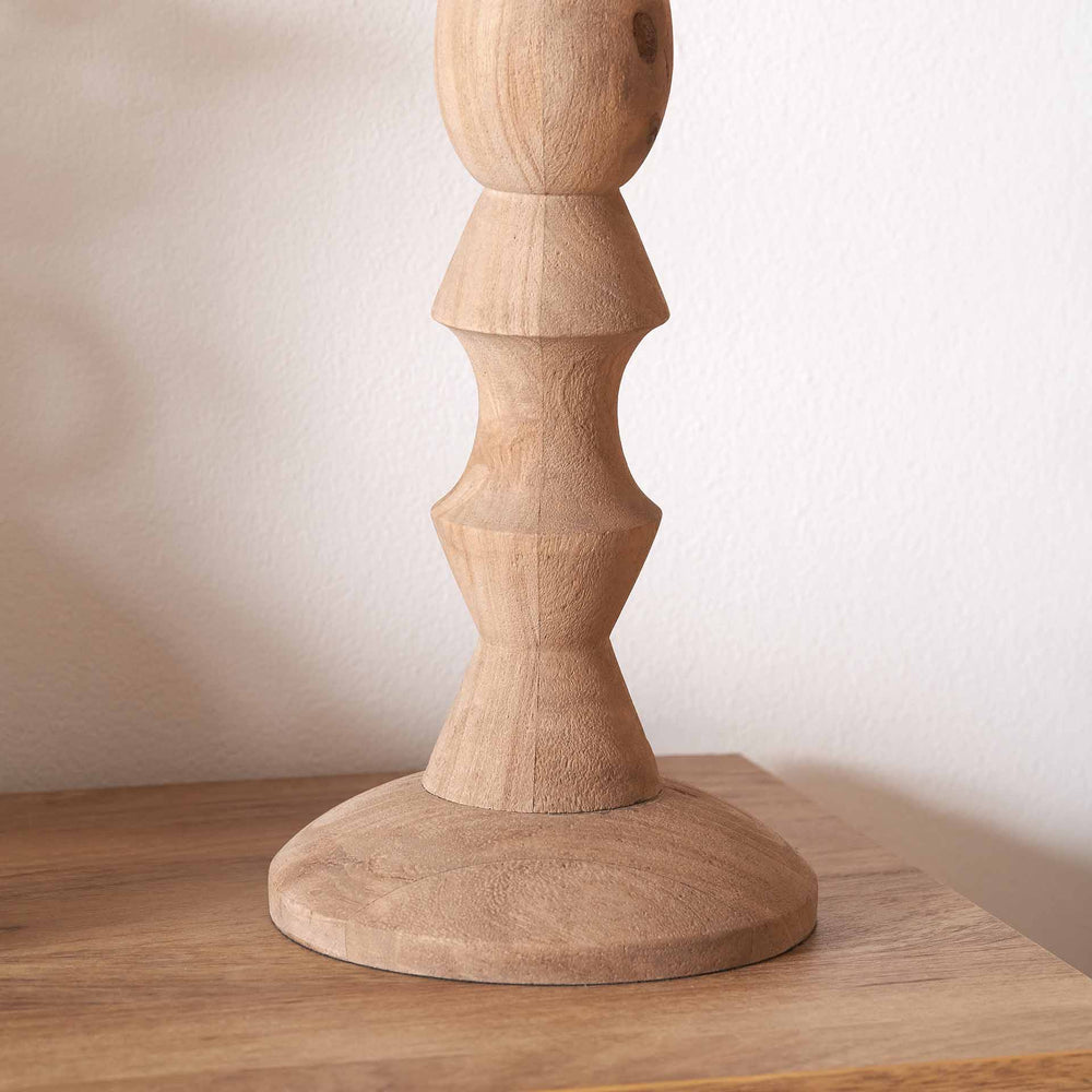 Aya Natural Modernist Large Turned Wood Table Lamp Base