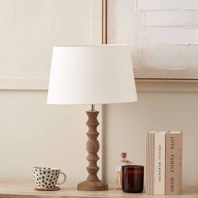Aya Natural Modernist Turned Wood Table Lamp Base