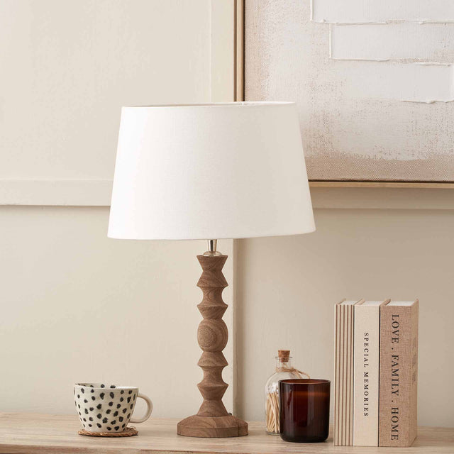 Aya Natural Modernist Turned Wood Table Lamp Base