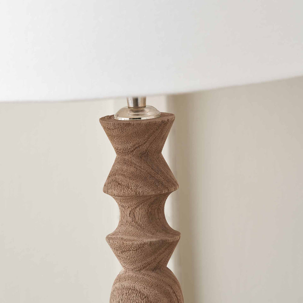 Aya Natural Modernist Turned Wood Table Lamp Base