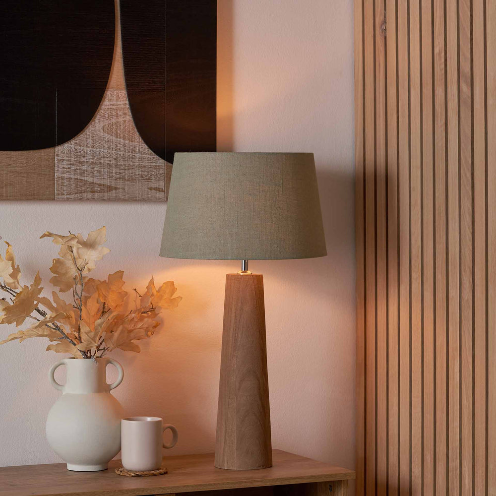 Alisha Natural Conical Wood Table Lamp Base