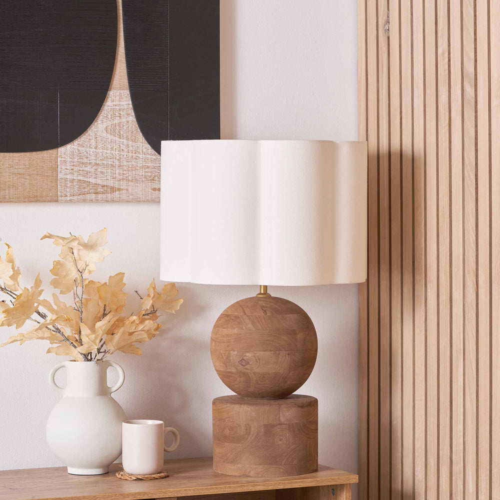 Zyana Antique Brown Round Wood Table Lamp Base