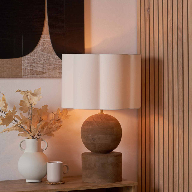 Zyana Antique Brown Round Wood Table Lamp Base