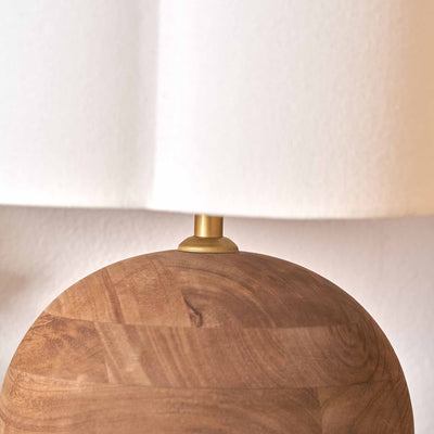 Zyana Antique Brown Round Wood Table Lamp Base