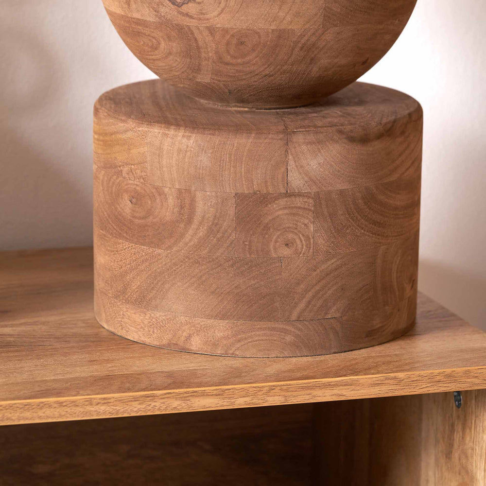 Zyana Antique Brown Round Wood Table Lamp Base