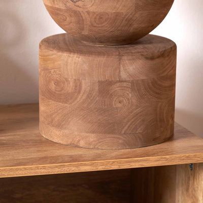 Zyana Antique Brown Round Wood Table Lamp Base