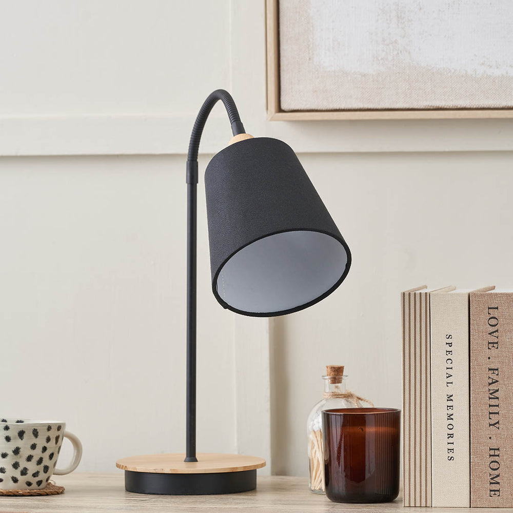 Jaya Black and Natural Wood Table Lamp