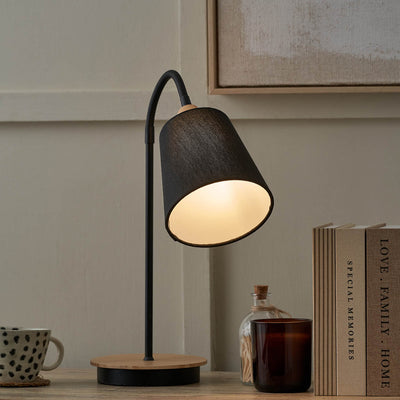 Jaya Black and Natural Wood Table Lamp