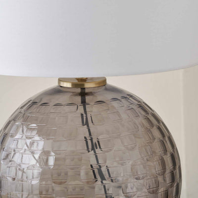 Mirielle Smoke Grey Circle Design Handcut Glass Table Lamp Base
