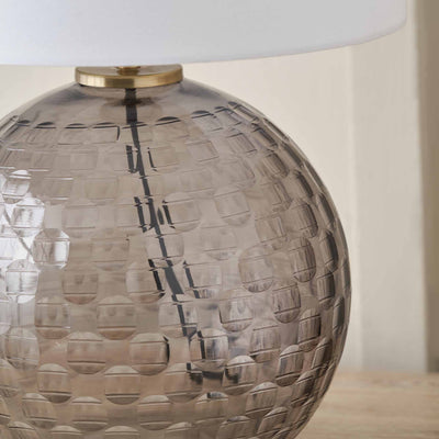 Mirielle Smoke Grey Circle Design Handcut Glass Table Lamp Base