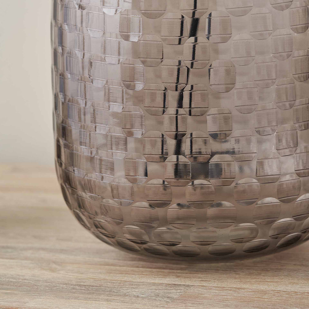 Mirielle Large Smoke Grey Circle Design Handcut Glass Table Lamp Base