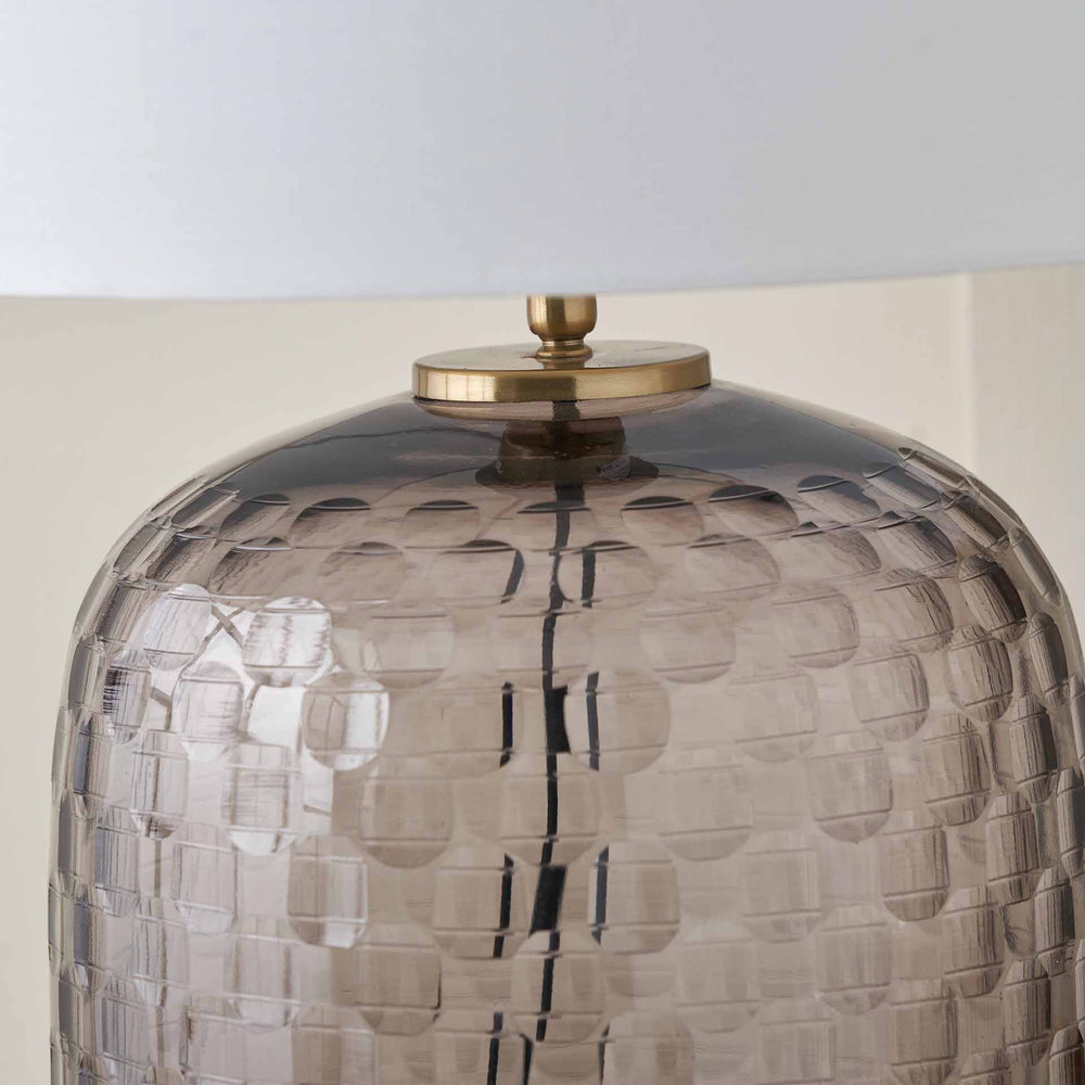 Mirielle Large Smoke Grey Circle Design Handcut Glass Table Lamp Base