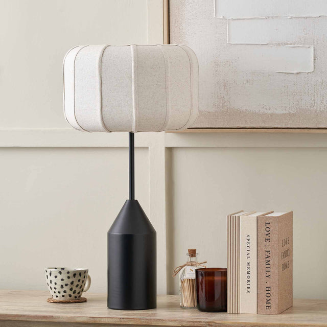 Otis Black and Natural Linen Structured Table Lamp