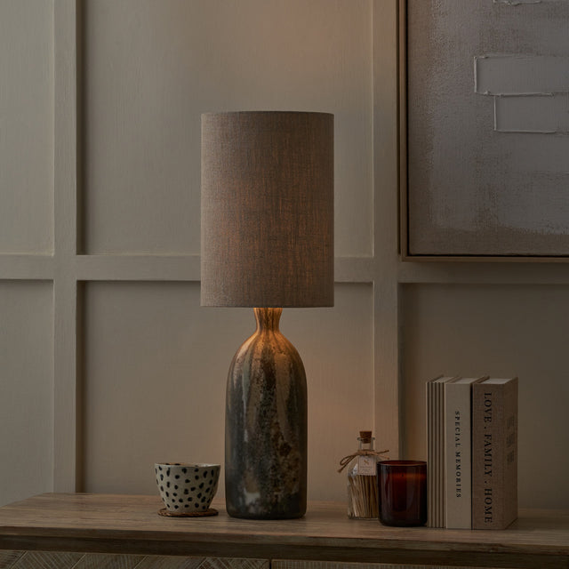 Padrino Brown Tall Organic Glass Bottle Table Lamp