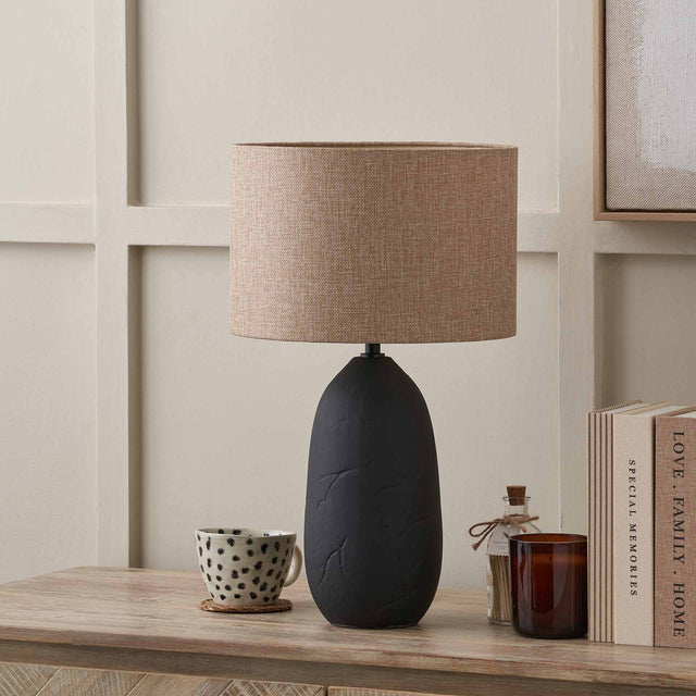 Avery Black Vintage Textured Ceramic Table Lamp