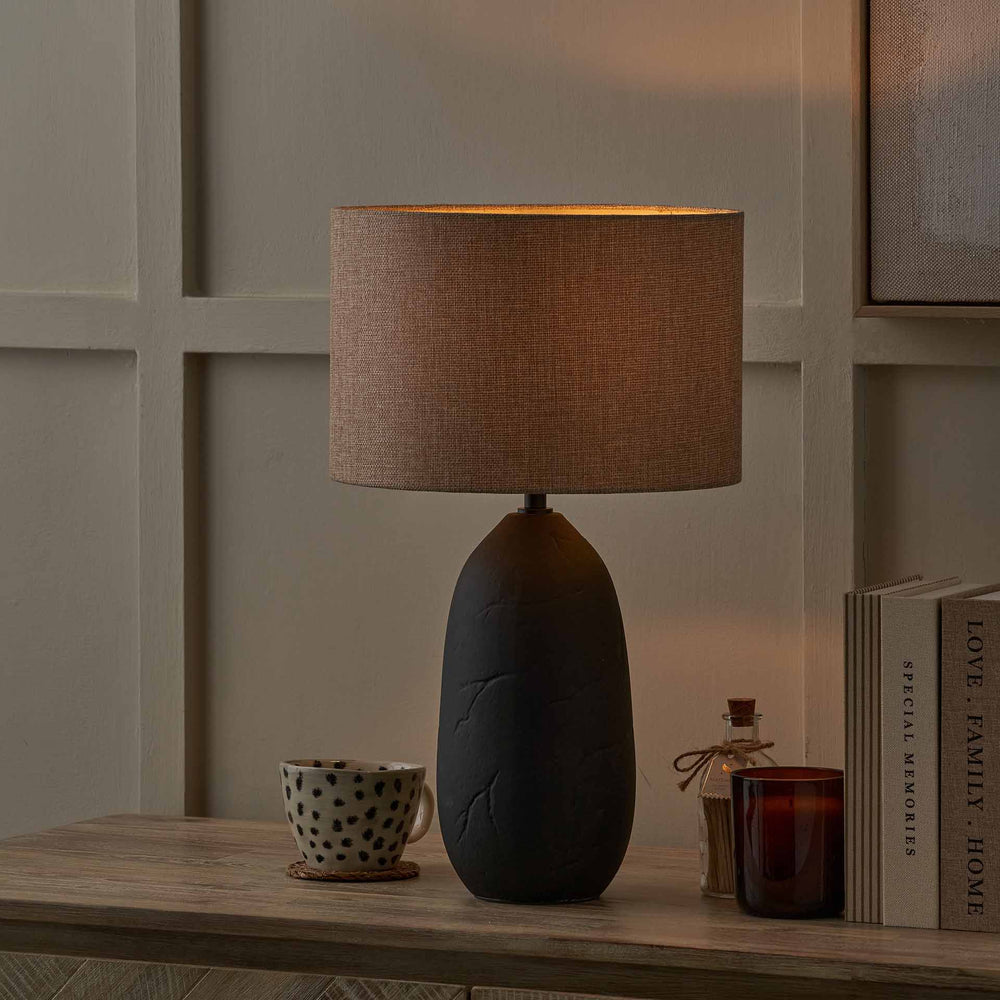 Avery Black Vintage Textured Ceramic Table Lamp