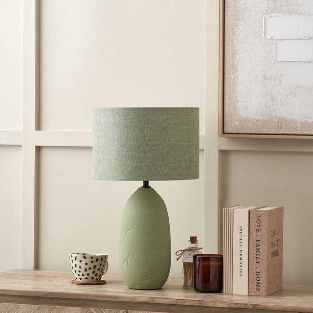 Avery Sage Vintage Textured Ceramic Table Lamp