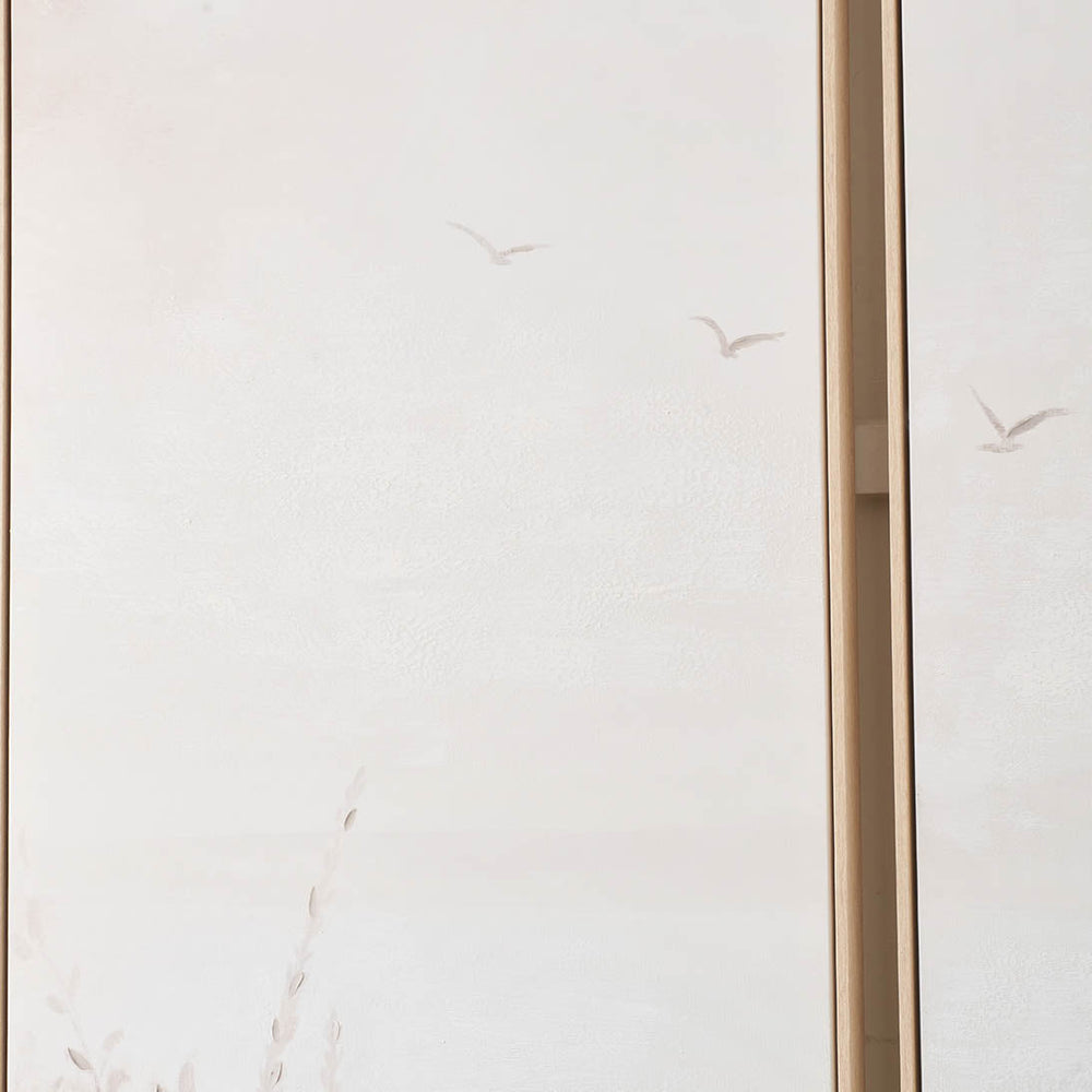 Elva Natural and White Landscape Canvases with Natural Frames S/3