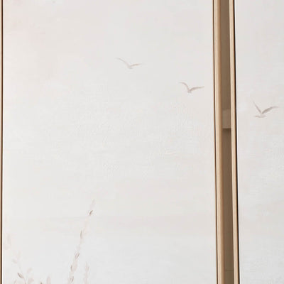 Elva Natural and White Landscape Canvases with Natural Frames S/3