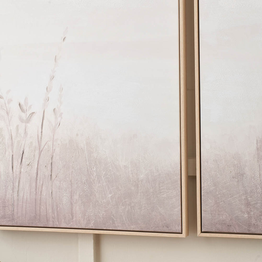 Elva Natural and White Landscape Canvases with Natural Frames S/3