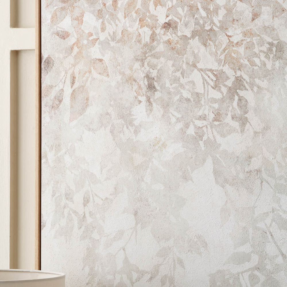 Valea White and Natural Floral Square Canvas with Natural Frame