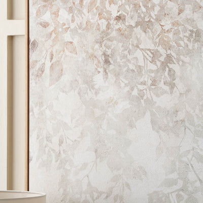 Valea White and Natural Floral Square Canvas with Natural Frame