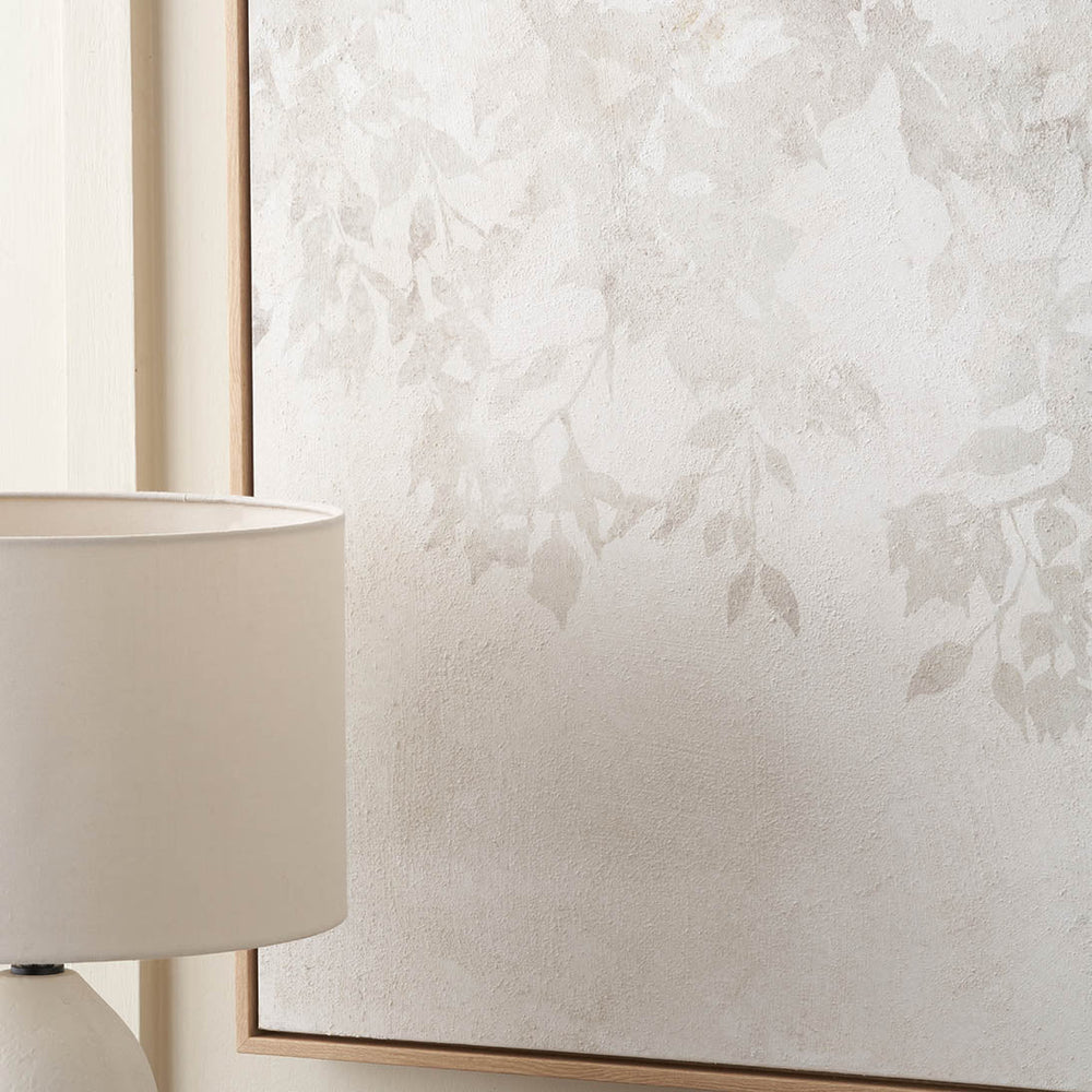 Valea White and Natural Floral Square Canvas with Natural Frame