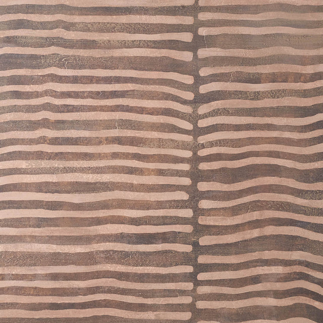 Tova Brown and Natural Linear Design Canvas with Oak Effect Frame