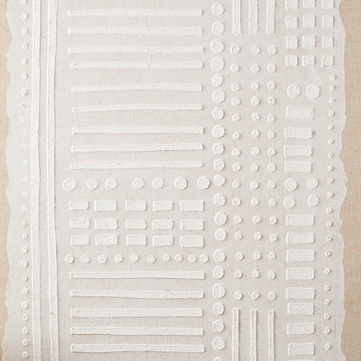 Inga White and Natural Abstract Design Linen Canvas with Elm Effect Frame